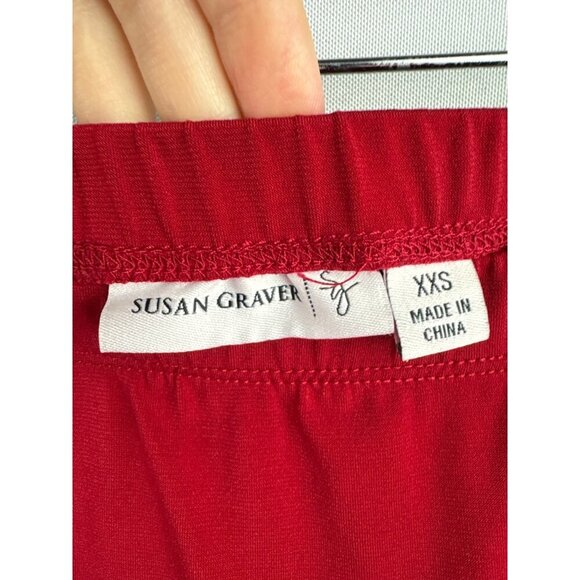 Susan Graver Womens Red Flared Skirt XXS Polyester Spandex Blend - Picture 4 of 5